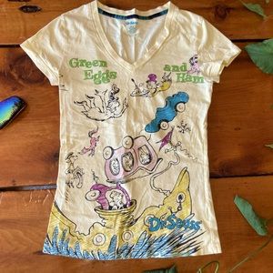 Dr. Seuss, green eggs and ham V-neck yellow tee